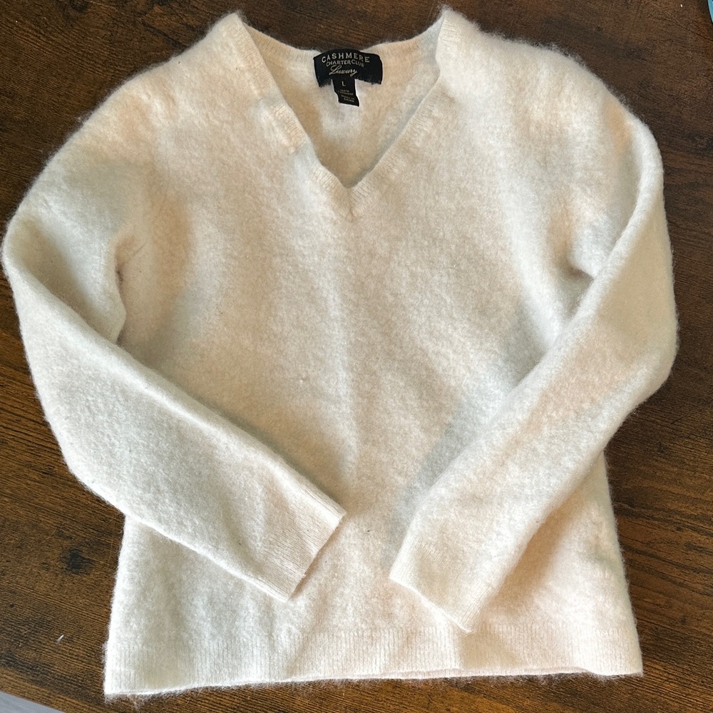 Charter Club Cream V-Neck Sweater
